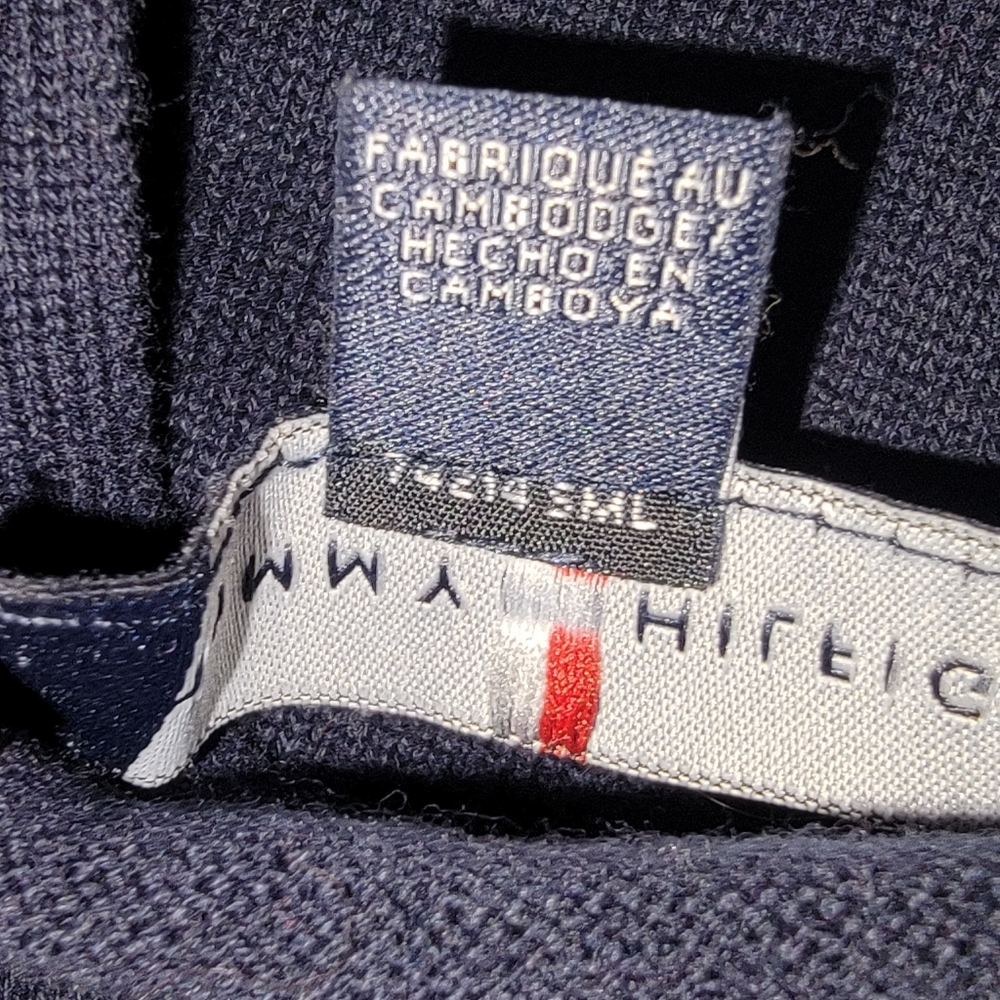 TOMMY HILFIGER Cotton Navy With White Polka Dots V-neck Sweater Size XL - Picture 4 of 9